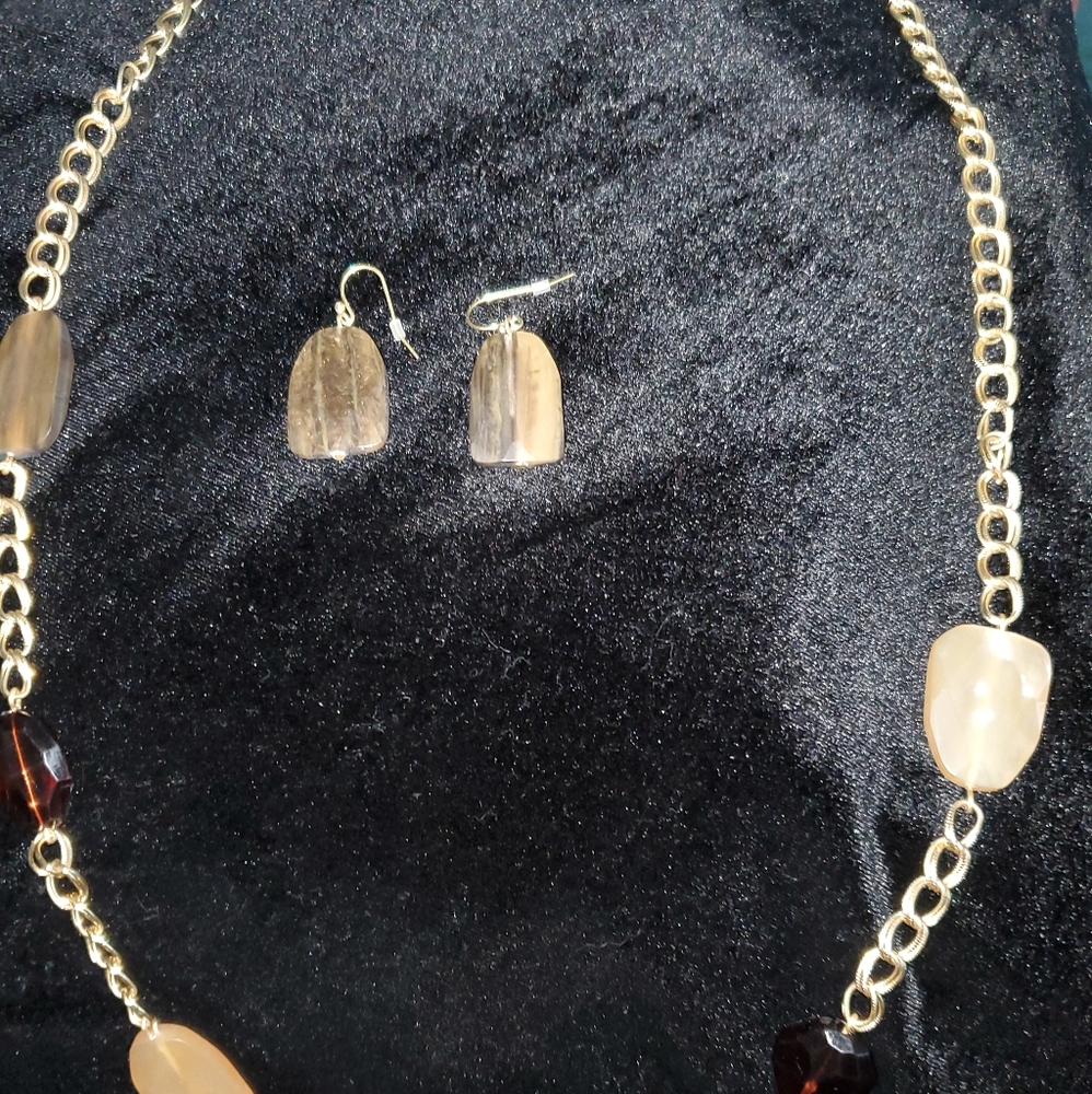 ❄3/$15❄Long Faceted Nugget Necklace and Earrings
